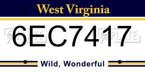 6EC7417 West Virginia License Plate