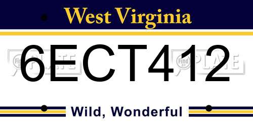 6ECT412 West Virginia License Plate