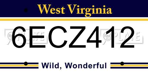 6ECZ412 West Virginia License Plate