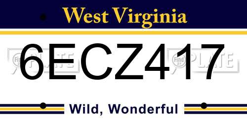 6ECZ417 West Virginia License Plate