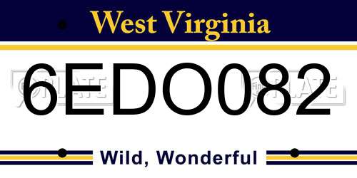 6EDO082 West Virginia License Plate