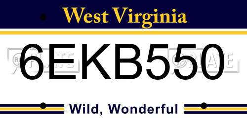 6EKB550 West Virginia License Plate