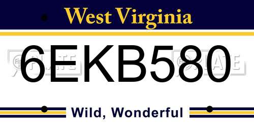 6EKB580 West Virginia License Plate