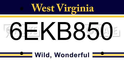 6EKB850 West Virginia License Plate