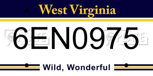 6EN0975 West Virginia License Plate