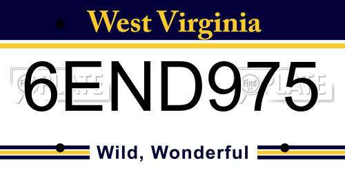 6END975 West Virginia License Plate