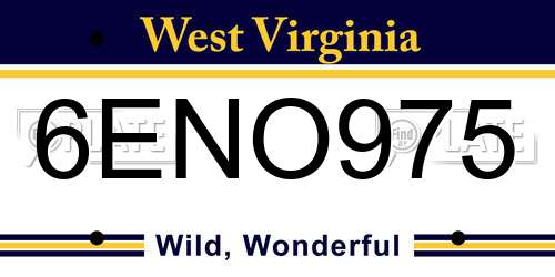 6ENO975 West Virginia License Plate