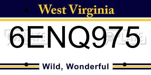 6ENQ975 West Virginia License Plate