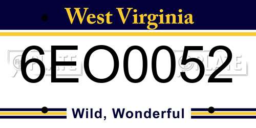 6EO0052 West Virginia License Plate