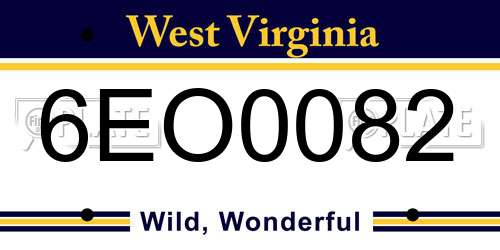 6EO0082 West Virginia License Plate