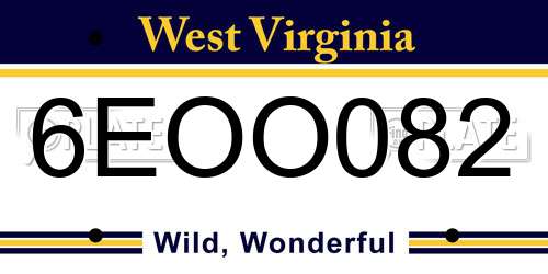 6EOO082 West Virginia License Plate