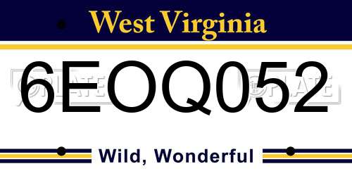 6EOQ052 West Virginia License Plate