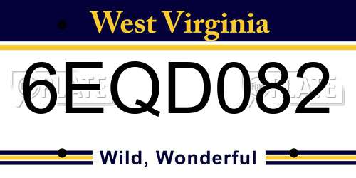 6EQD082 West Virginia License Plate