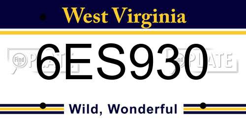 6ES930 West Virginia License Plate