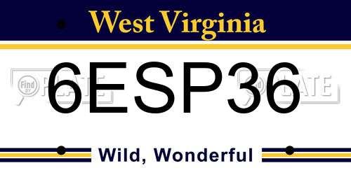 6ESP36 West Virginia License Plate