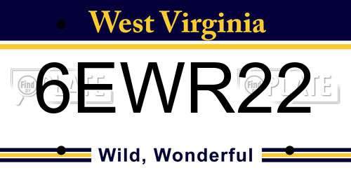 6EWR22 West Virginia License Plate