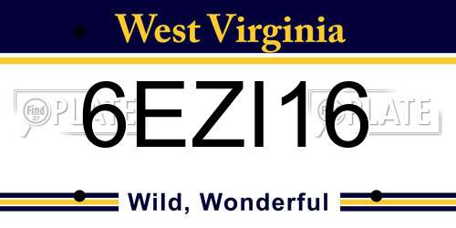 6EZI16 West Virginia License Plate