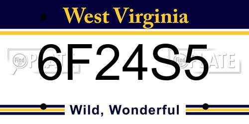 6F24S5 West Virginia License Plate