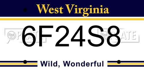 6F24S8 West Virginia License Plate