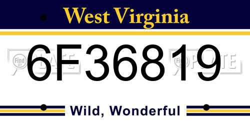 6F36819 West Virginia License Plate