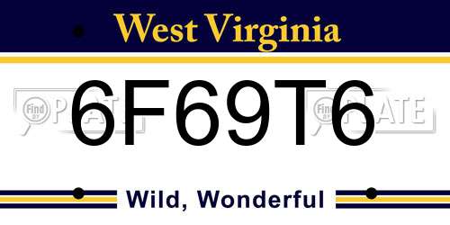 6F69T6 West Virginia License Plate