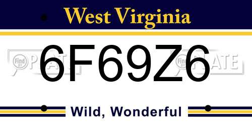 6F69Z6 West Virginia License Plate
