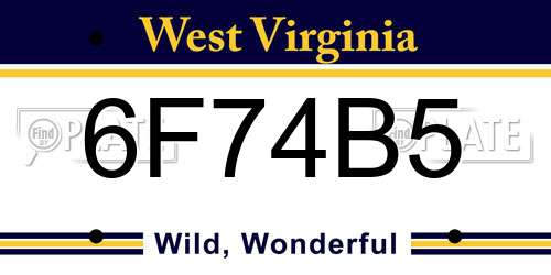 6F74B5 West Virginia License Plate