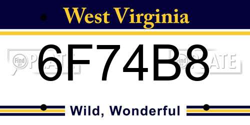 6F74B8 West Virginia License Plate