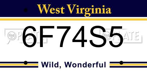 6F74S5 West Virginia License Plate