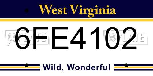 6FE4102 West Virginia License Plate