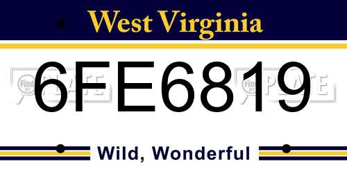 6FE6819 West Virginia License Plate