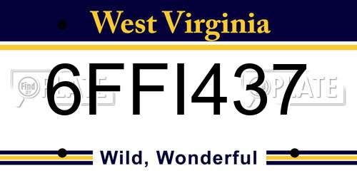 6FFI437 West Virginia License Plate