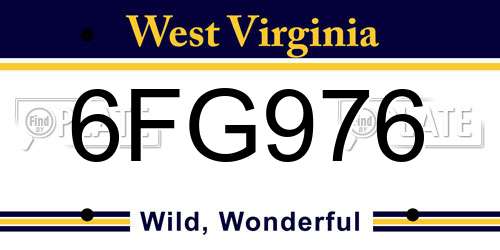 6FG976 West Virginia License Plate