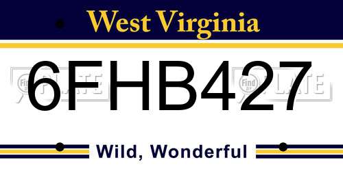 6FHB427 West Virginia License Plate