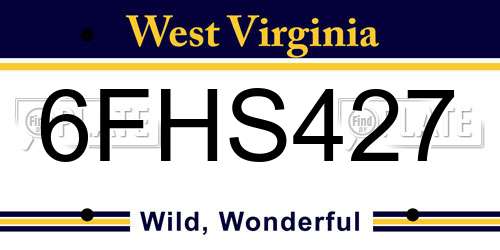 6FHS427 West Virginia License Plate