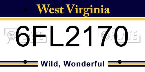 6FL2170 West Virginia License Plate
