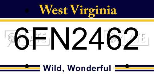 6FN2462 West Virginia License Plate