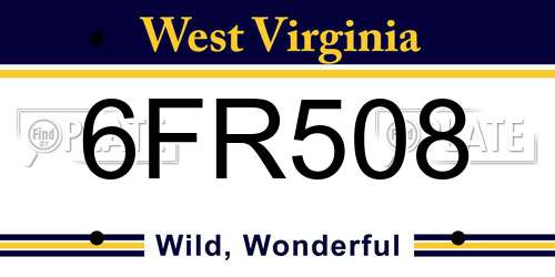 6FR508 West Virginia License Plate
