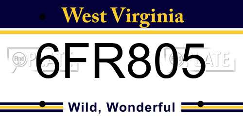 6FR805 West Virginia License Plate