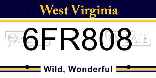 6FR808 West Virginia License Plate