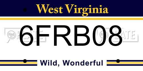 6FRB08 West Virginia License Plate