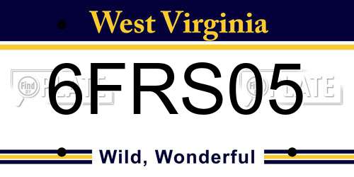 6FRS05 West Virginia License Plate