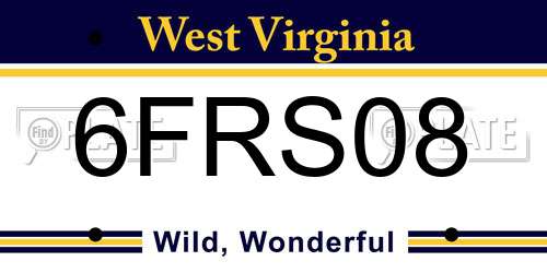 6FRS08 West Virginia License Plate