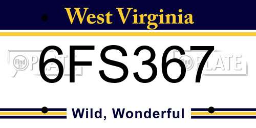 6FS367 West Virginia License Plate