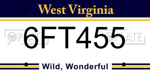 6FT455 West Virginia License Plate