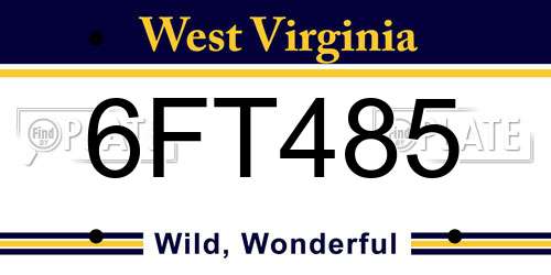 6FT485 West Virginia License Plate