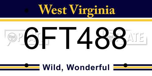 6FT488 West Virginia License Plate
