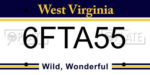 6FTA55 West Virginia License Plate