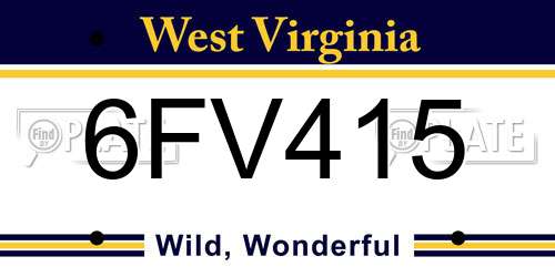 6FV415 West Virginia License Plate