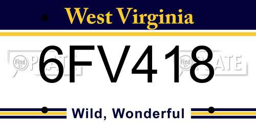 6FV418 West Virginia License Plate